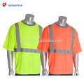Cuello alto personalizado de alta visibilidad T-shirts Ropa barata de la camiseta del trabajo de la seguridad anaranjada de la clase 2 de ANSI con las cintas reflexivas